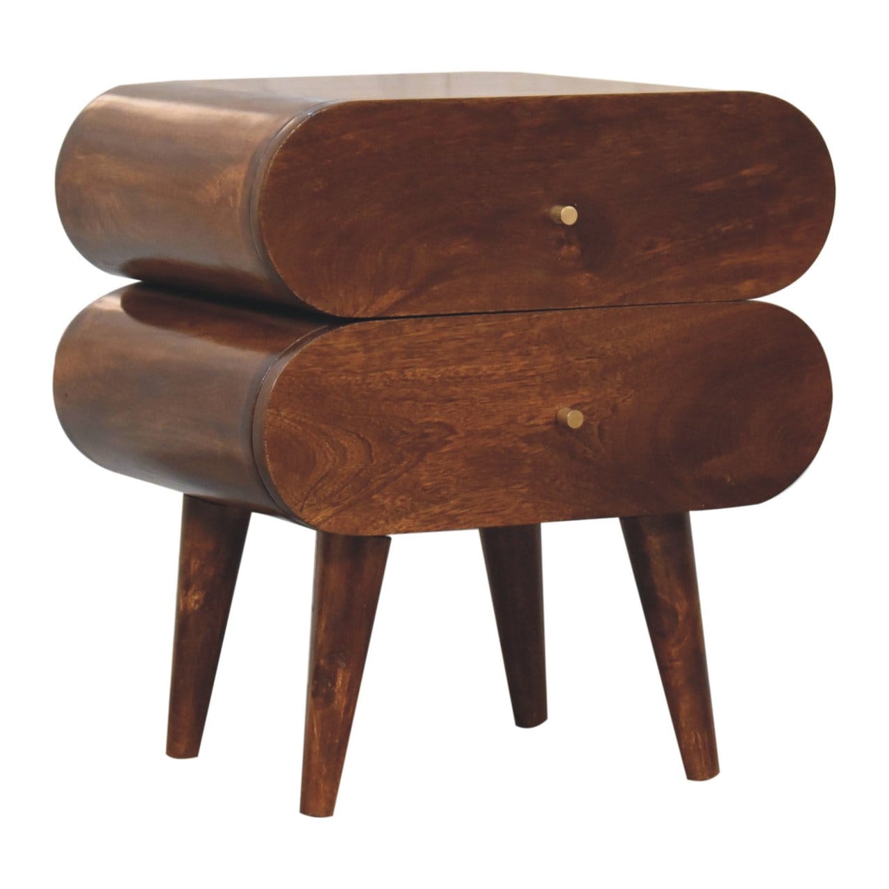 Bubble Chestnut Nightstand - Solid Mango Wood Bedside Table for Bedroom - product view 3 showing handcrafted solid mango...