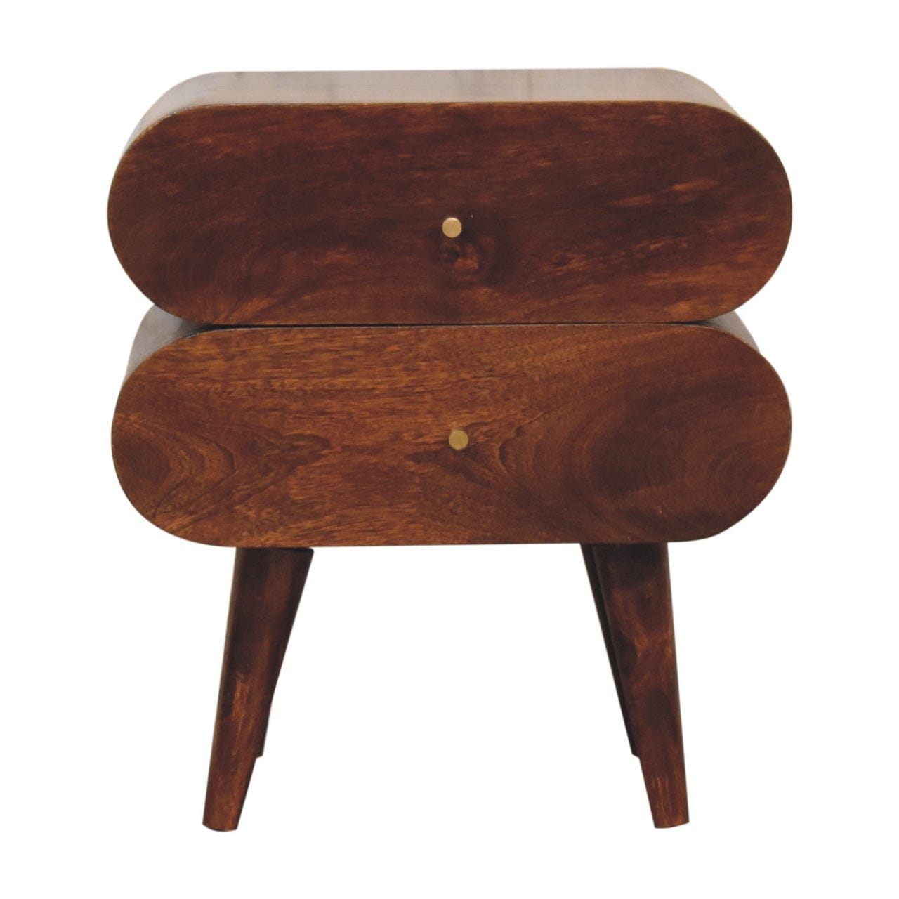 Bubble Chestnut Nightstand - Solid Mango Wood Bedside Table for Bedroom - product view 2 showing handcrafted solid mango...