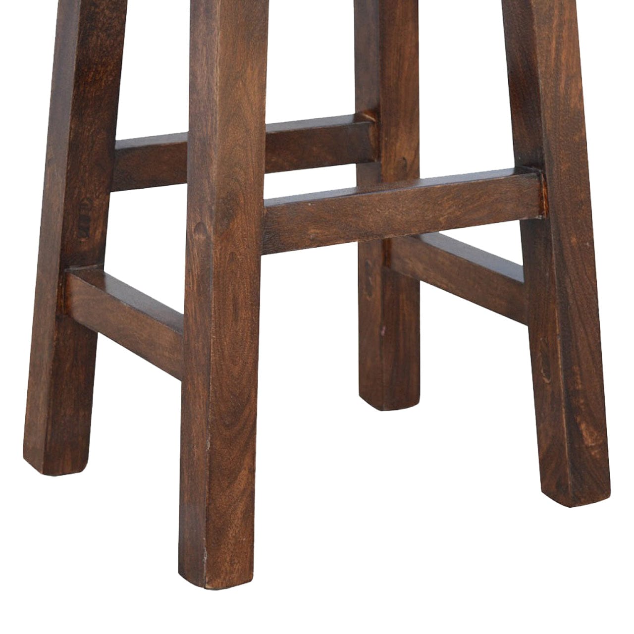 Buffalo Brass Leather Bar Stool - Solid Mango Wood Counter Stool for Kitchen - product view 6 showing handcrafted solid...