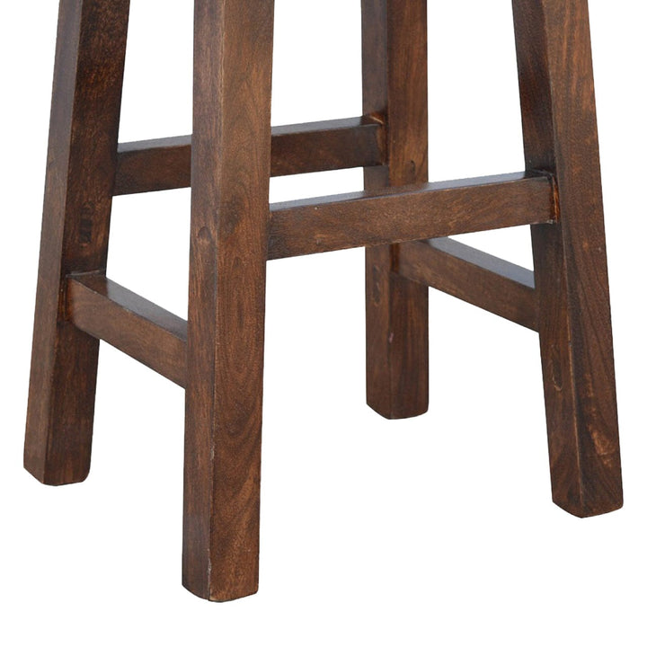 Buffalo Brass Leather Bar Stool - Solid Mango Wood Counter Stool for Kitchen - product view 6 showing handcrafted solid...