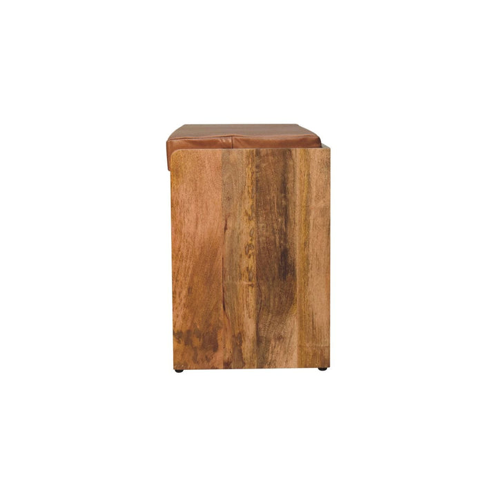 Buffalo Hide Oak-ish Shoe Storage Bench - Solid Mango Wood Seating Furniture for Entryway - product view 8 showing...