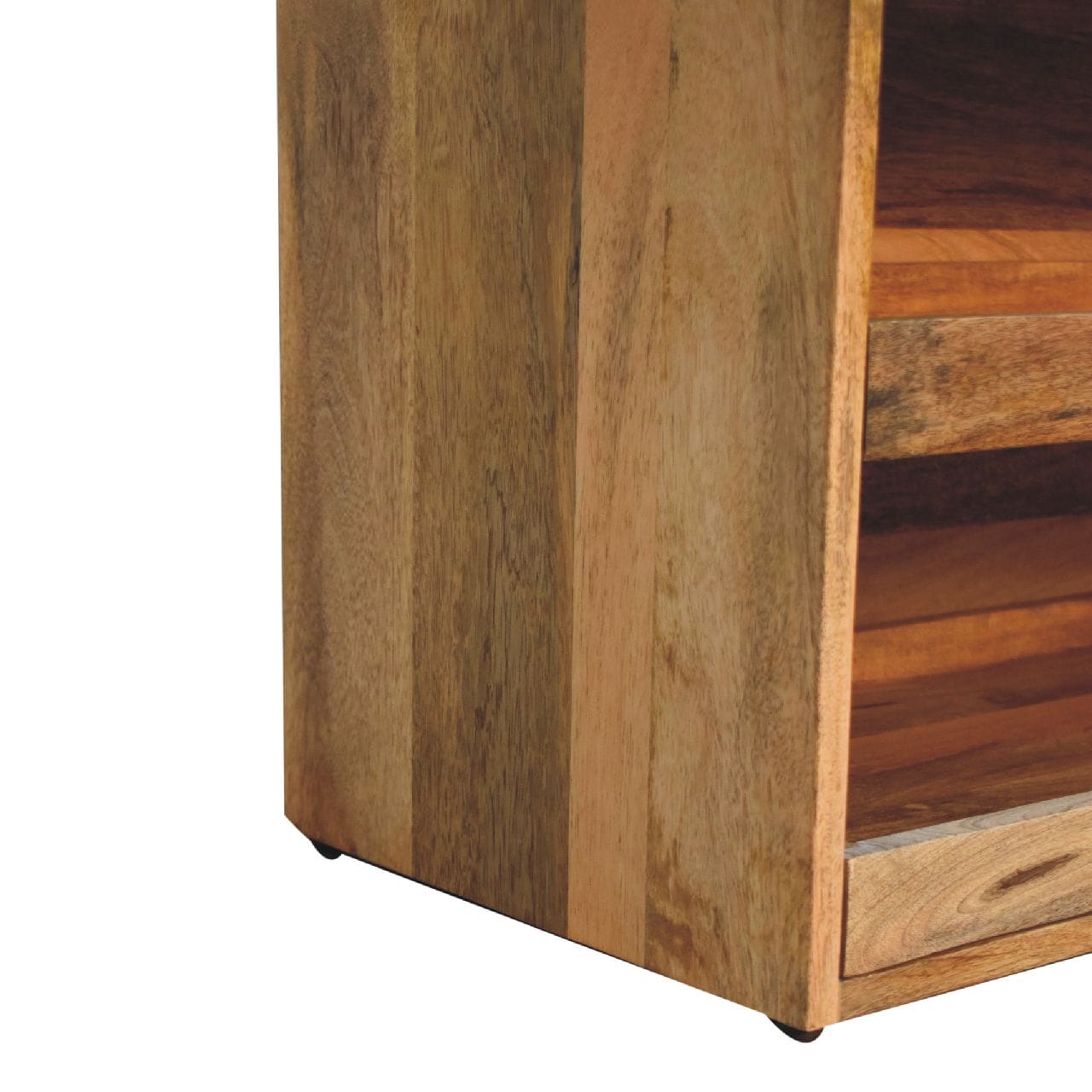 Buffalo Hide Oak-ish Shoe Storage Bench - Solid Mango Wood Seating Furniture for Entryway - product view 7 showing...