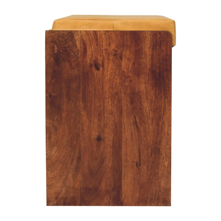 Buffalo Hide Pull out Honey Caramel Shoe Storage Bench - Solid Mango Wood Seating Furniture for Entryway - product view 4...