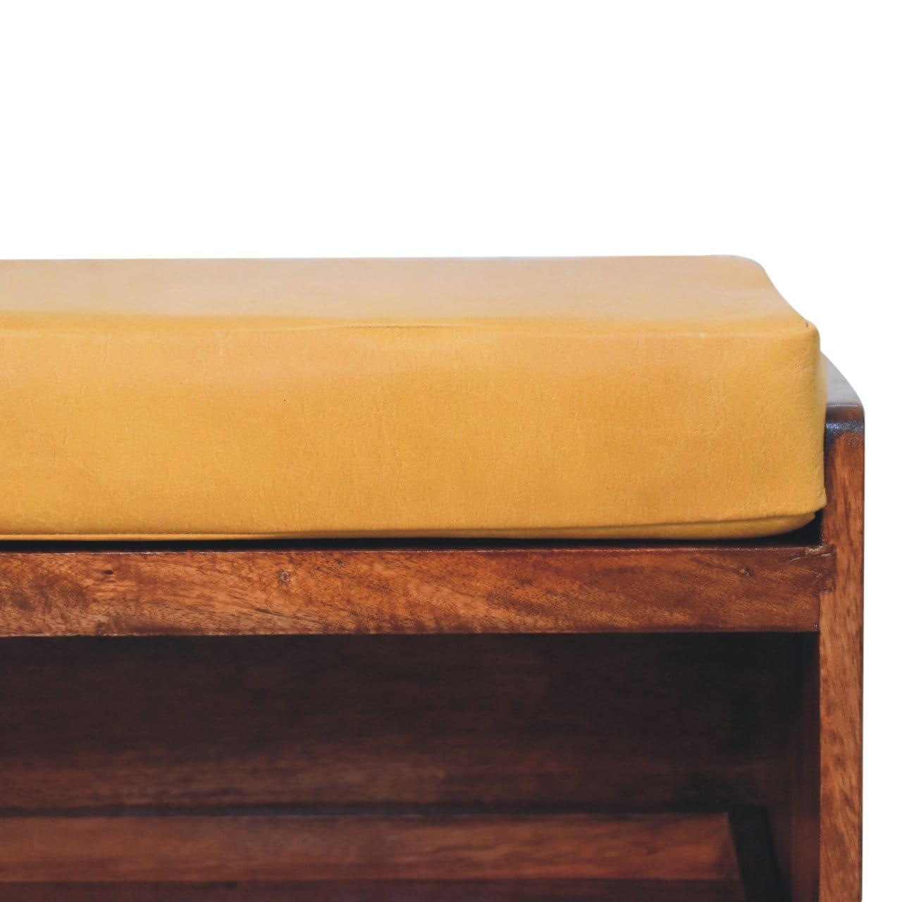 Buffalo Hide Pull out Honey Caramel Shoe Storage Bench - Solid Mango Wood Seating Furniture for Entryway - product view 6...