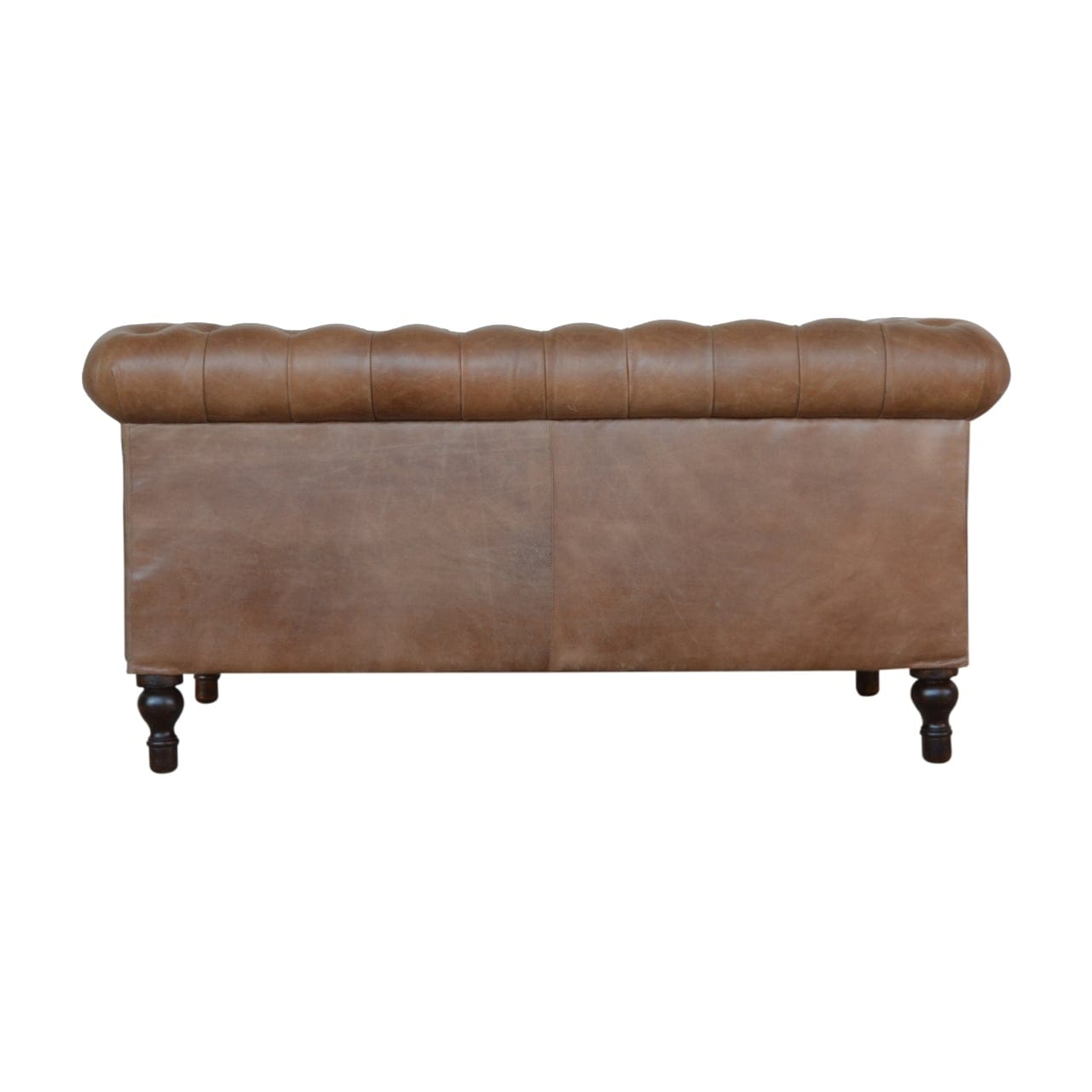 Buffalo Leather Chesterfield Sofa - Upholstered 2 Seater for Bedroom & Living Room - product view 3 showing handcrafted...