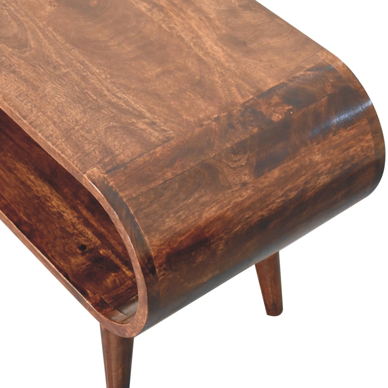 California Walnut Amaya Coffee Table - Solid Mango Wood Center Table for Living Room - product view 7 showing handcrafted...
