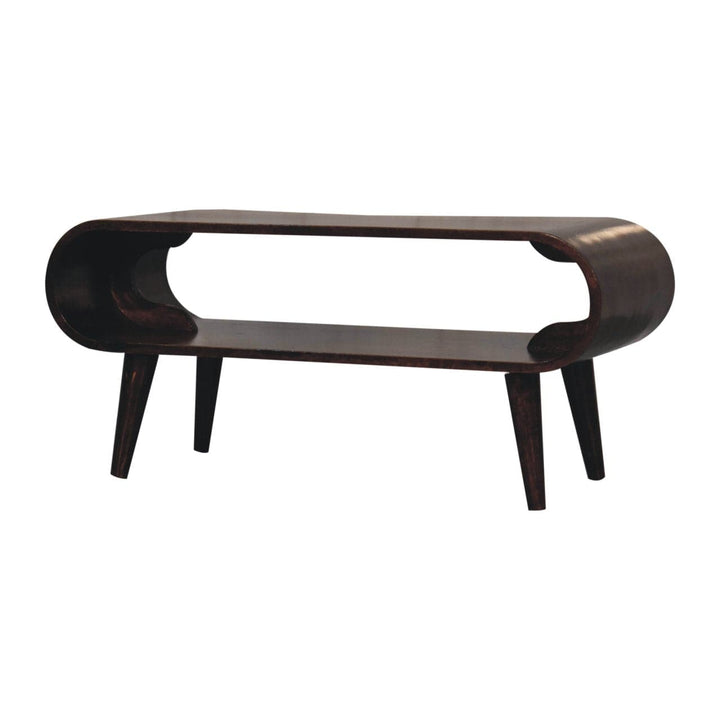California Walnut Amaya Coffee Table - Solid Mango Wood Center Table for Living Room - product view 4 showing handcrafted...