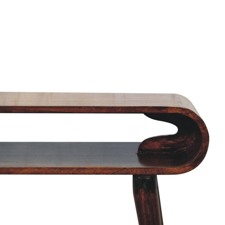 California Walnut Amaya Console Table - Solid Mango Wood Hallway Console for Entryway - product view 4 showing...