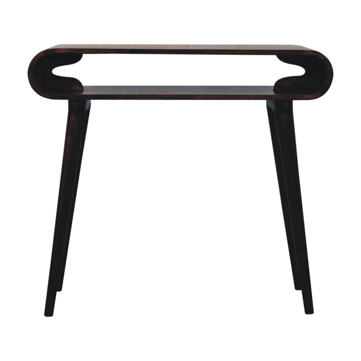 California Walnut Amaya Console Table - Solid Mango Wood Hallway Console for Entryway - main view showing handcrafted...