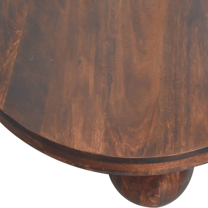 California Walnut Solid Mango Wood Coffee Table with Ball Feet - product view 5 showing handcrafted solid mango wood...