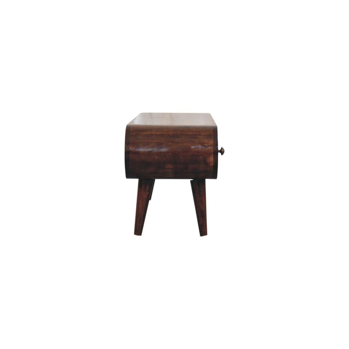 California Walnut Circular TV Unit - Entertainment Center in Solid Mango Wood - product view 8 showing handcrafted solid...