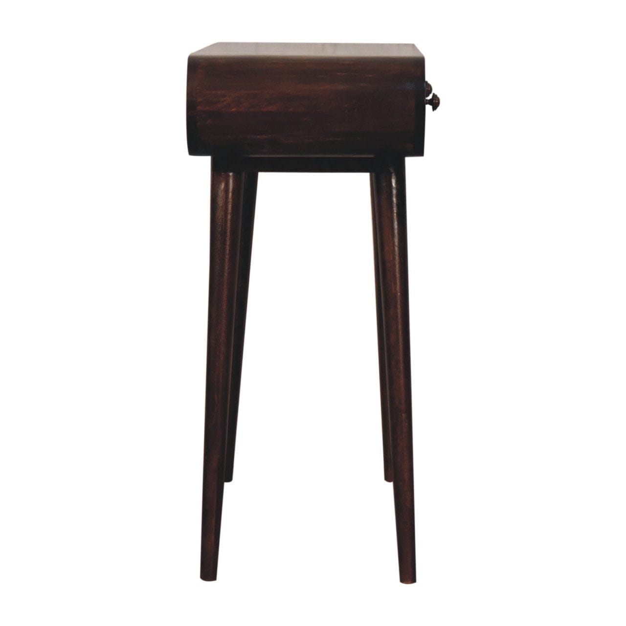 California Walnut Curved Edge Console Table - Solid Mango Wood Hallway Console for Entryway - product view 9 showing...