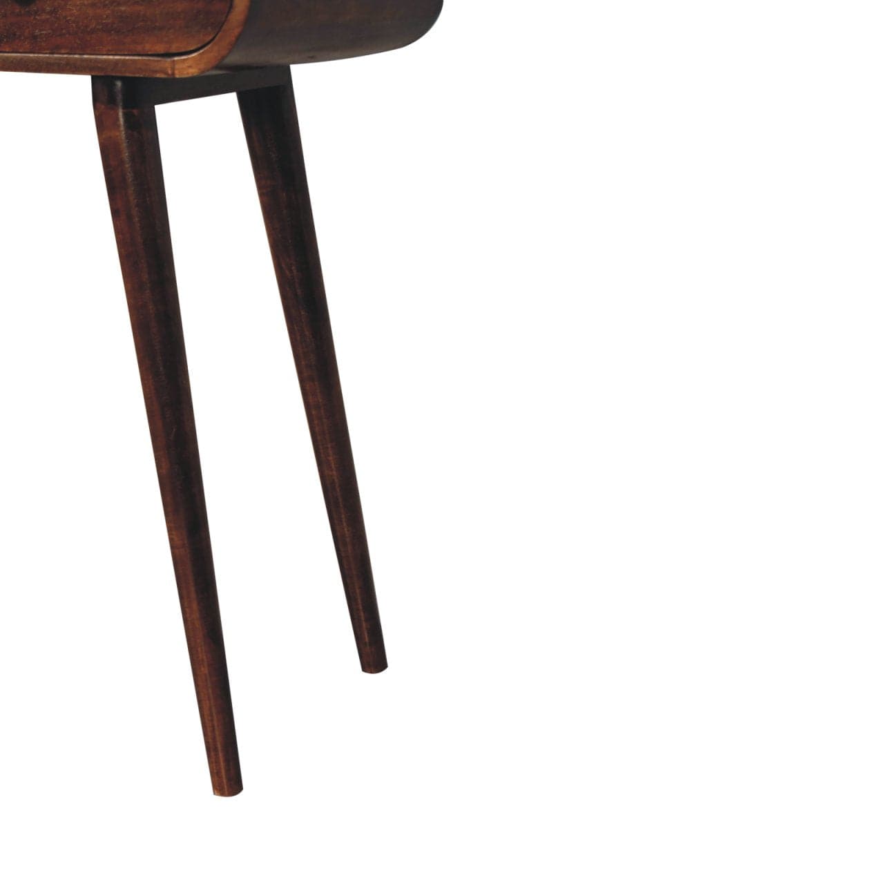 California Walnut Curved Edge Console Table - Solid Mango Wood Hallway Console for Entryway - product view 8 showing...