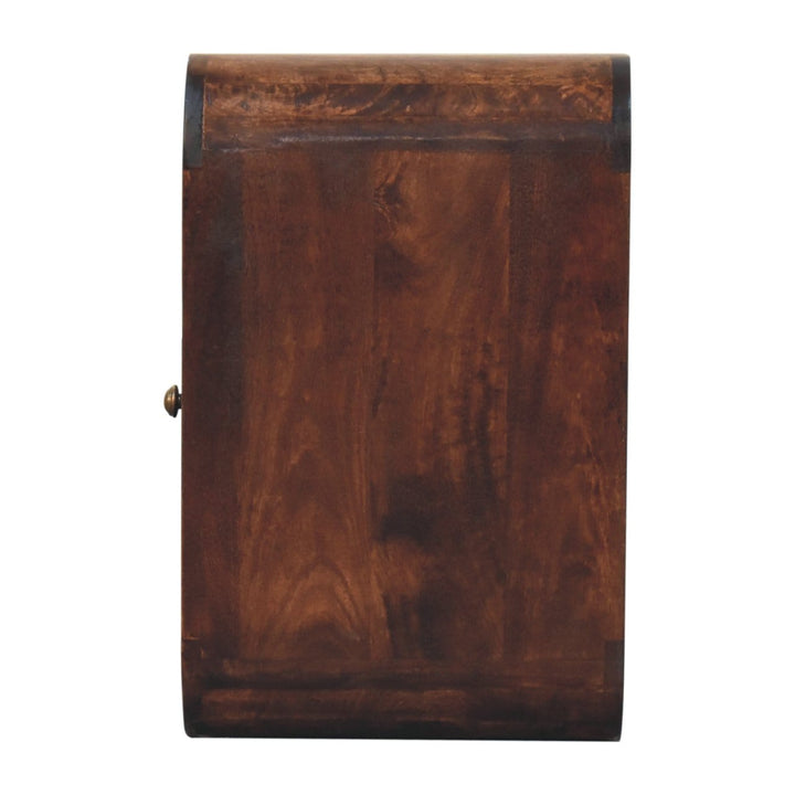California Walnut Curved Edge Nightstand - Solid Mango Wood Bedside Table for Bedroom