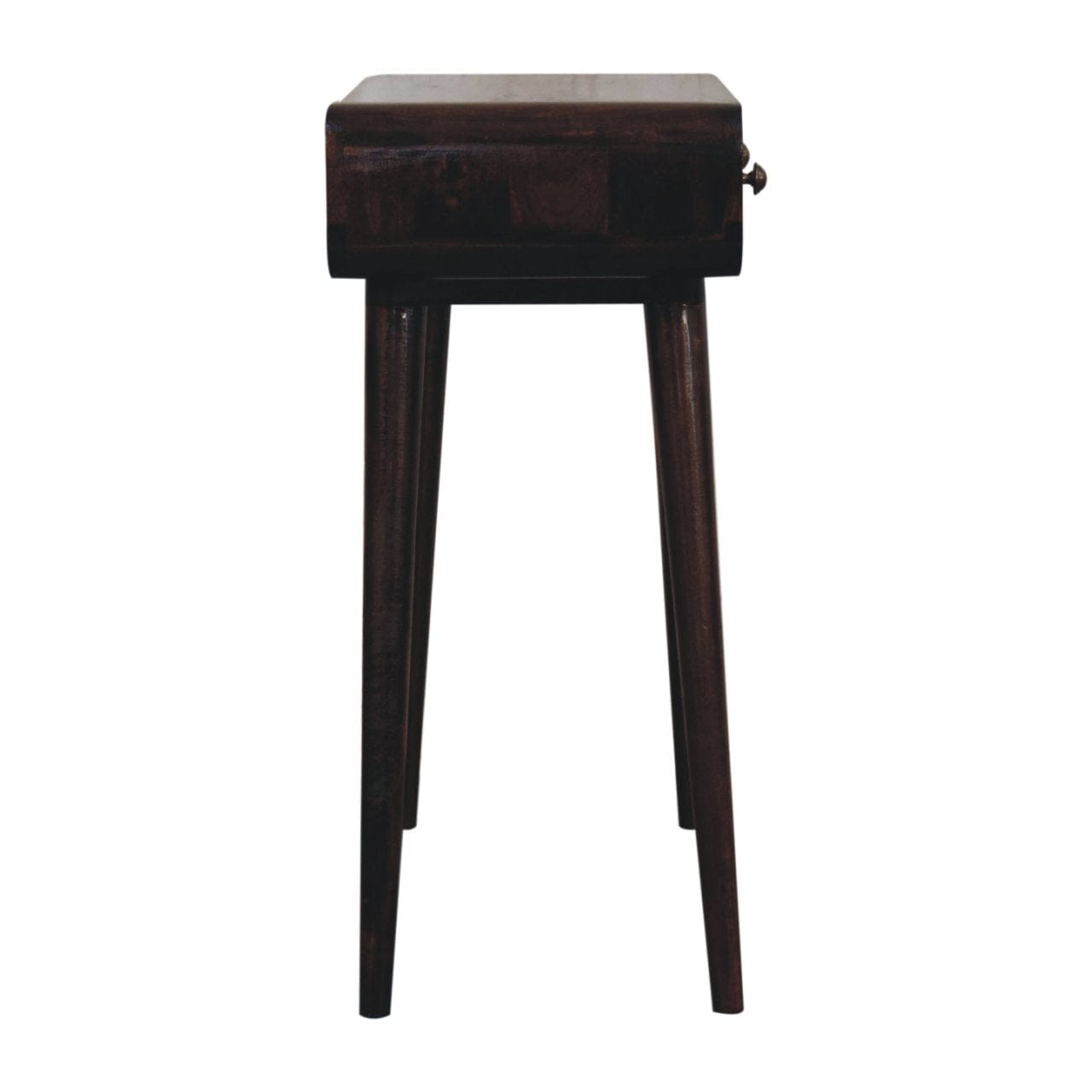 California Walnut Curved Solid Mango Wood Console Table - product view 9 showing handcrafted solid mango wood console table