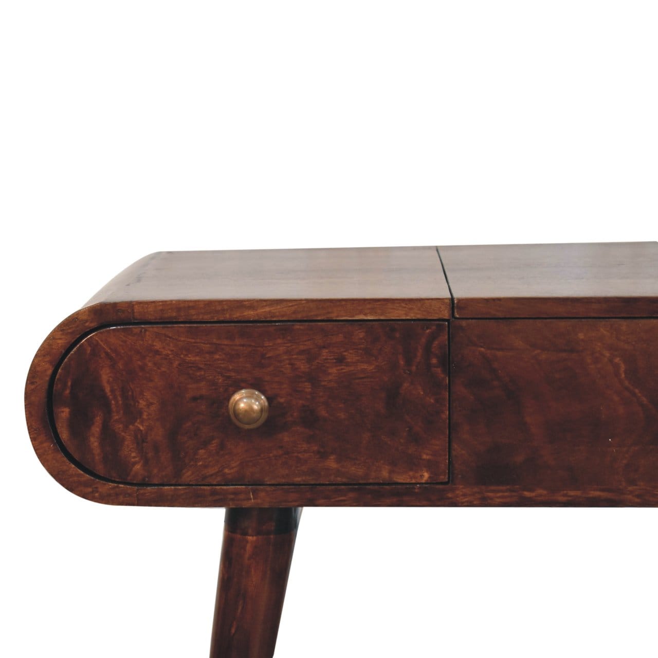 California Walnut Dressing Table - Solid Mango Wood Vanity Table for Bedroom - product view 5 showing handcrafted solid...