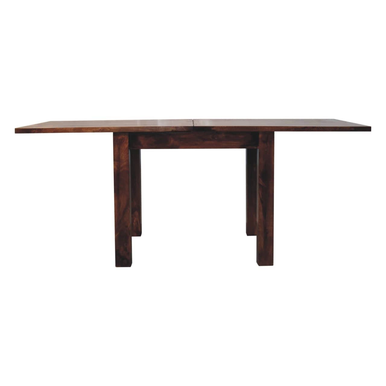 California Walnut Extendable Butterfly Dining Table - Solid Mango Wood Kitchen Table - product view 3 showing handcrafted...