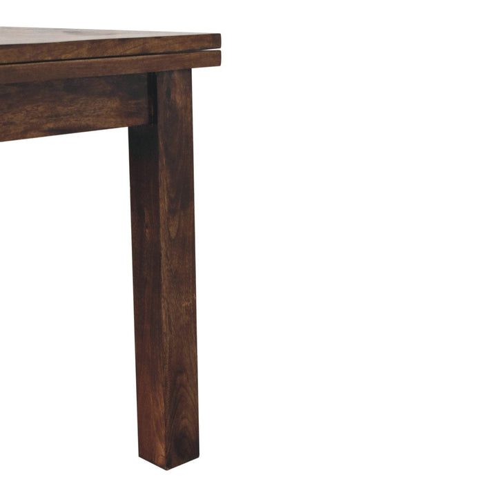 California Walnut Extendable Butterfly Dining Table - Solid Mango Wood Kitchen Table - product view 8 showing handcrafted...