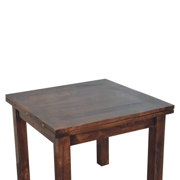 California Walnut Extendable Butterfly Dining Table - Solid Mango Wood Kitchen Table - product view 7 showing handcrafted...