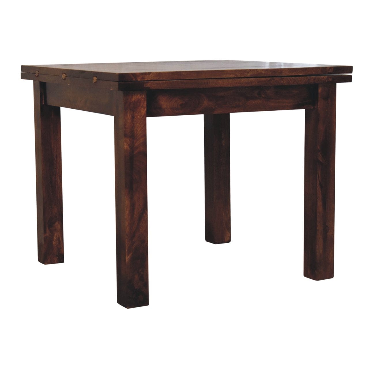 California Walnut Extendable Butterfly Dining Table - Solid Mango Wood Kitchen Table - product view 2 showing handcrafted...