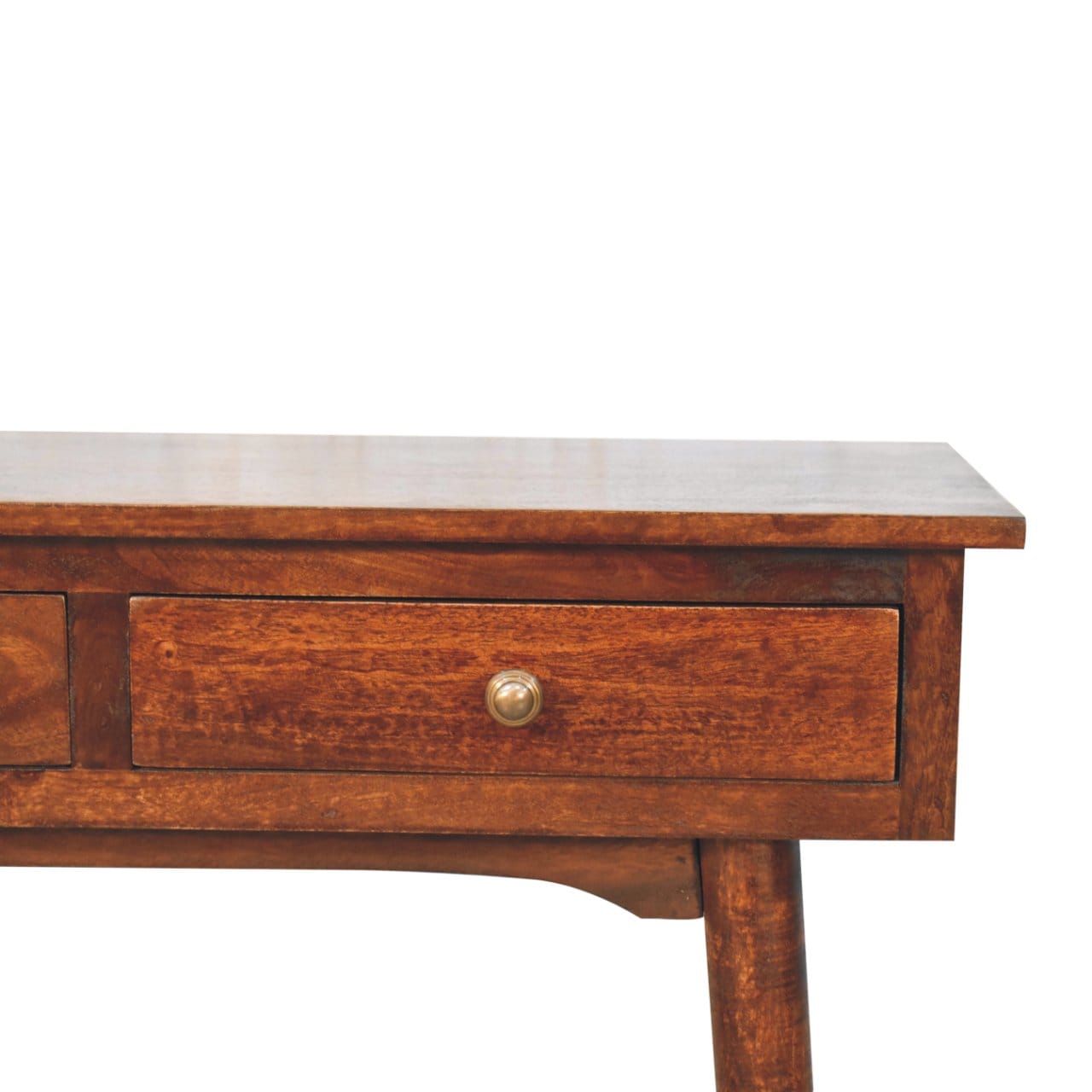 California Walnut Hallway 2 Drawer Console Table - Solid Mango Wood Hallway Console for Entryway - product view 9 showing...