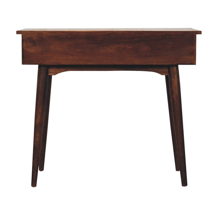 California Walnut Hallway 2 Drawer Console Table - Solid Mango Wood Hallway Console for Entryway - product view 8 showing...