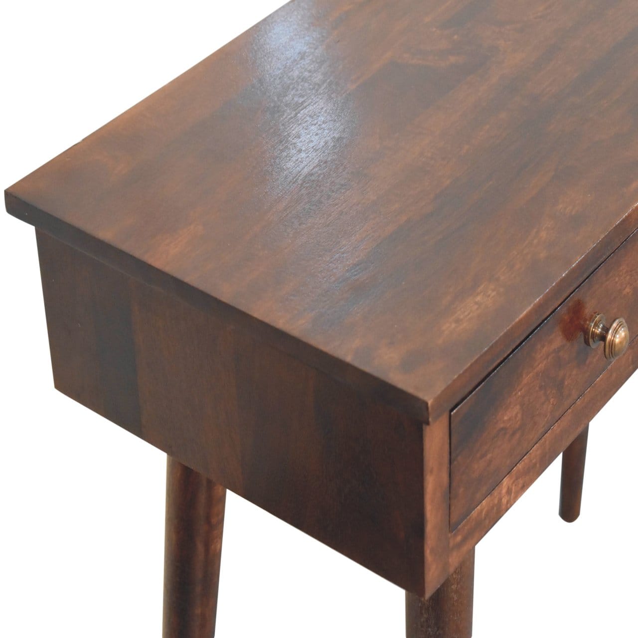California Walnut Hallway 2 Drawer Console Table - Solid Mango Wood Hallway Console for Entryway - product view 4 showing...