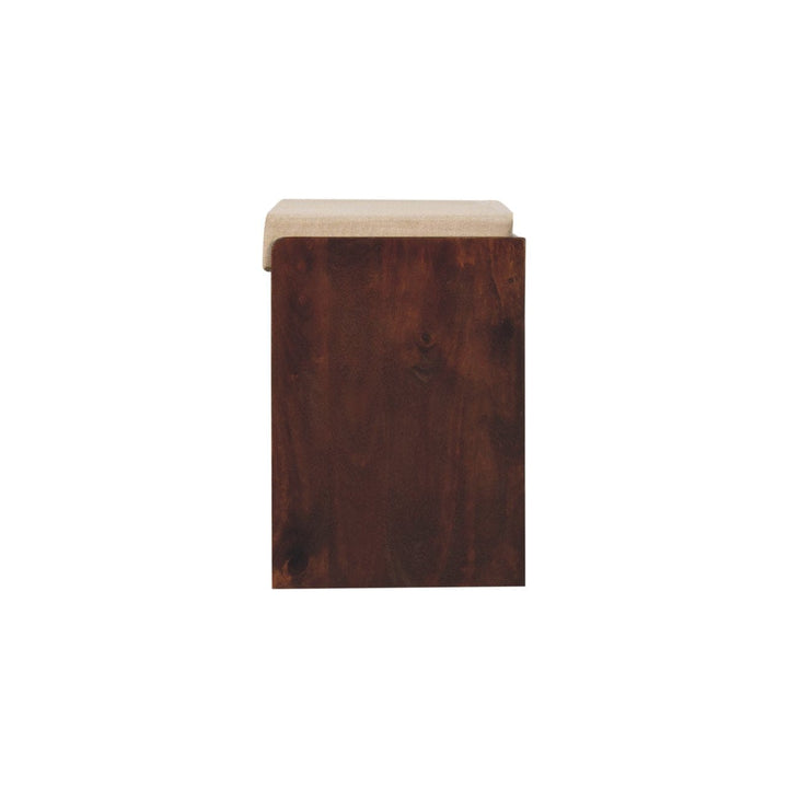 California Walnut & Mud Linen Pull out Shoe Bench - Solid Mango Wood Seating Furniture for Entryway - product view 9...