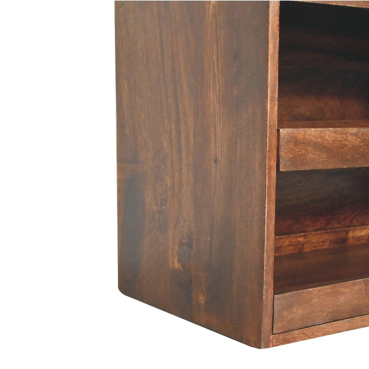 California Walnut & Mud Linen Pull out Shoe Bench - Solid Mango Wood Seating Furniture for Entryway - product view 8...