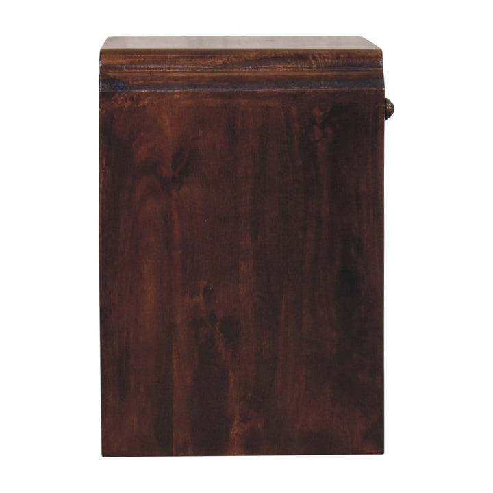 California Walnut Newton Nightstand - Solid Mango Wood Bedside Table for Bedroom - product view 9 showing handcrafted...