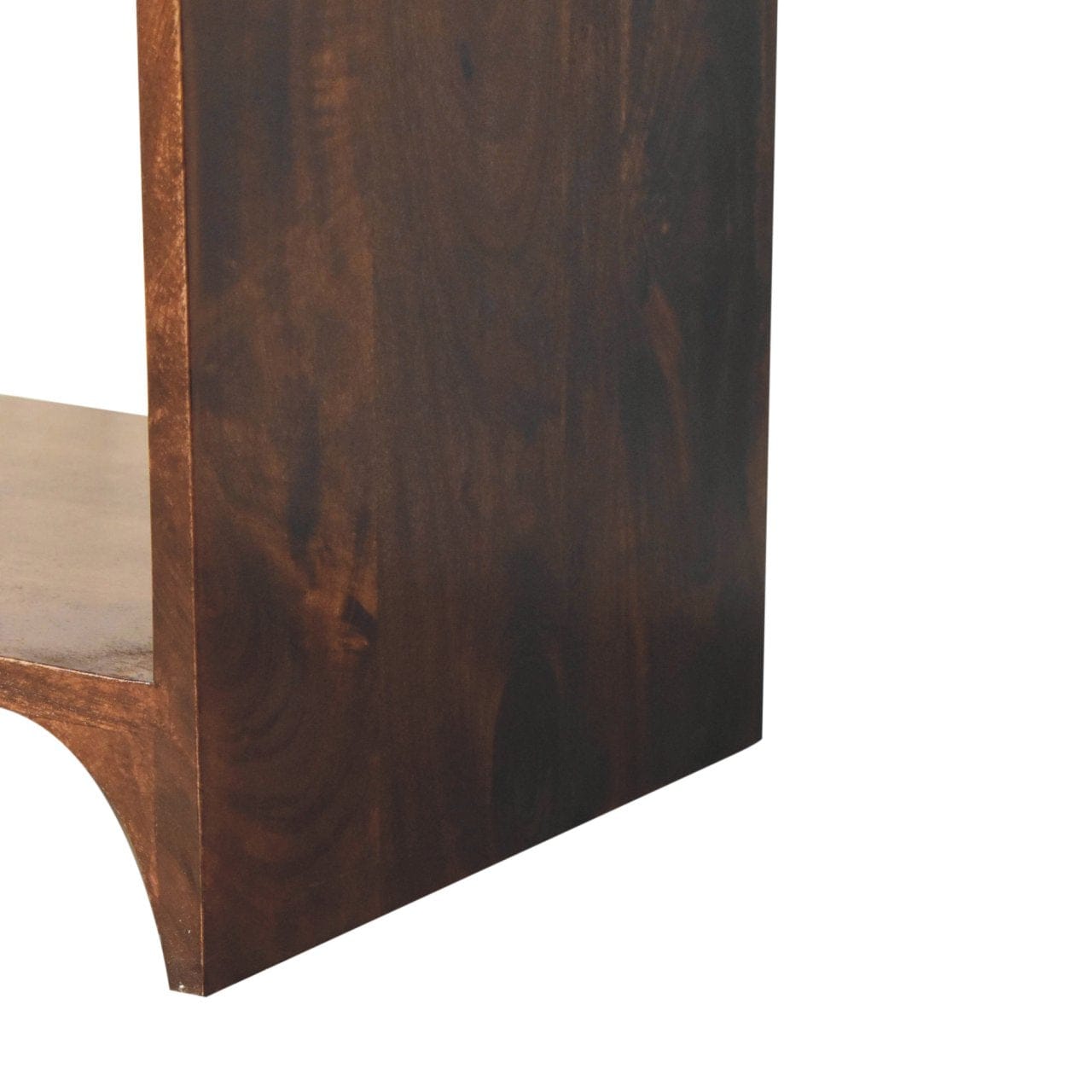 California Walnut Newton Nightstand - Solid Mango Wood Bedside Table for Bedroom - product view 8 showing handcrafted...