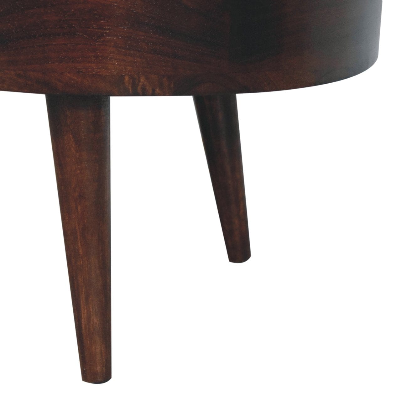 California Walnut Rounded Coffee Table - Solid Mango Wood Center Table for Living Room - product view 7 showing...