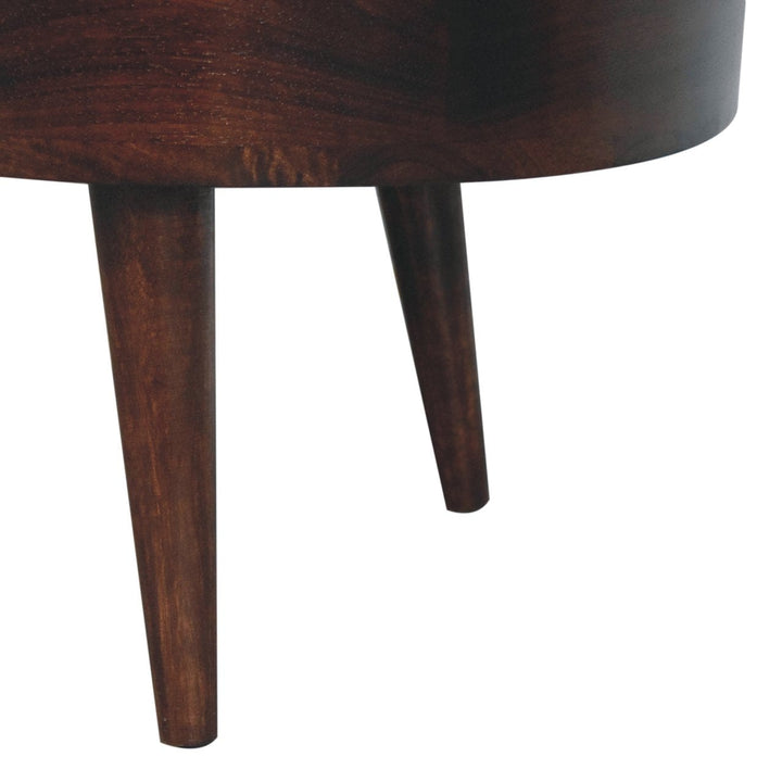 California Walnut Rounded Coffee Table - Solid Mango Wood Center Table for Living Room - product view 7 showing...