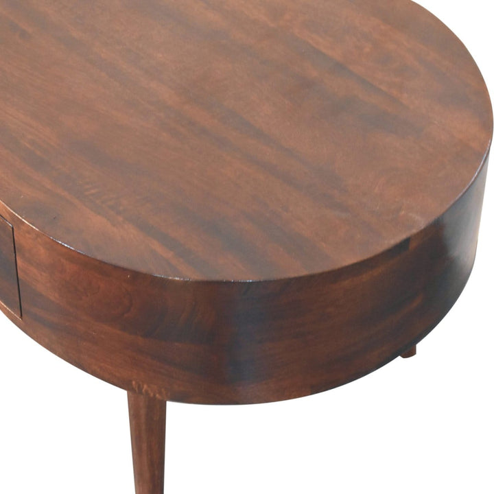 California Walnut Rounded Coffee Table - Solid Mango Wood Center Table for Living Room - product view 6 showing...