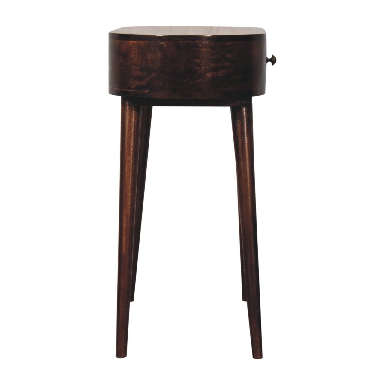California Walnut Rounded Console Table - Solid Mango Wood Hallway Console for Entryway - product view 8 showing...