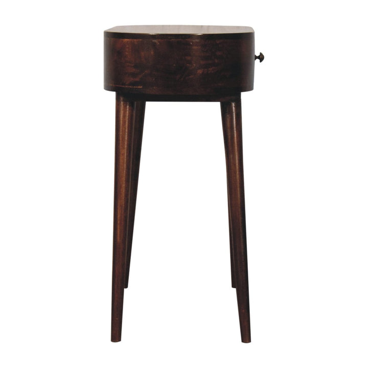 California Walnut Rounded Console Table - Solid Mango Wood Hallway Console for Entryway - product view 8 showing...