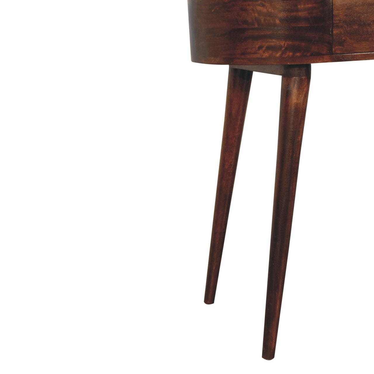California Walnut Rounded Console Table - Solid Mango Wood Hallway Console for Entryway - product view 7 showing...