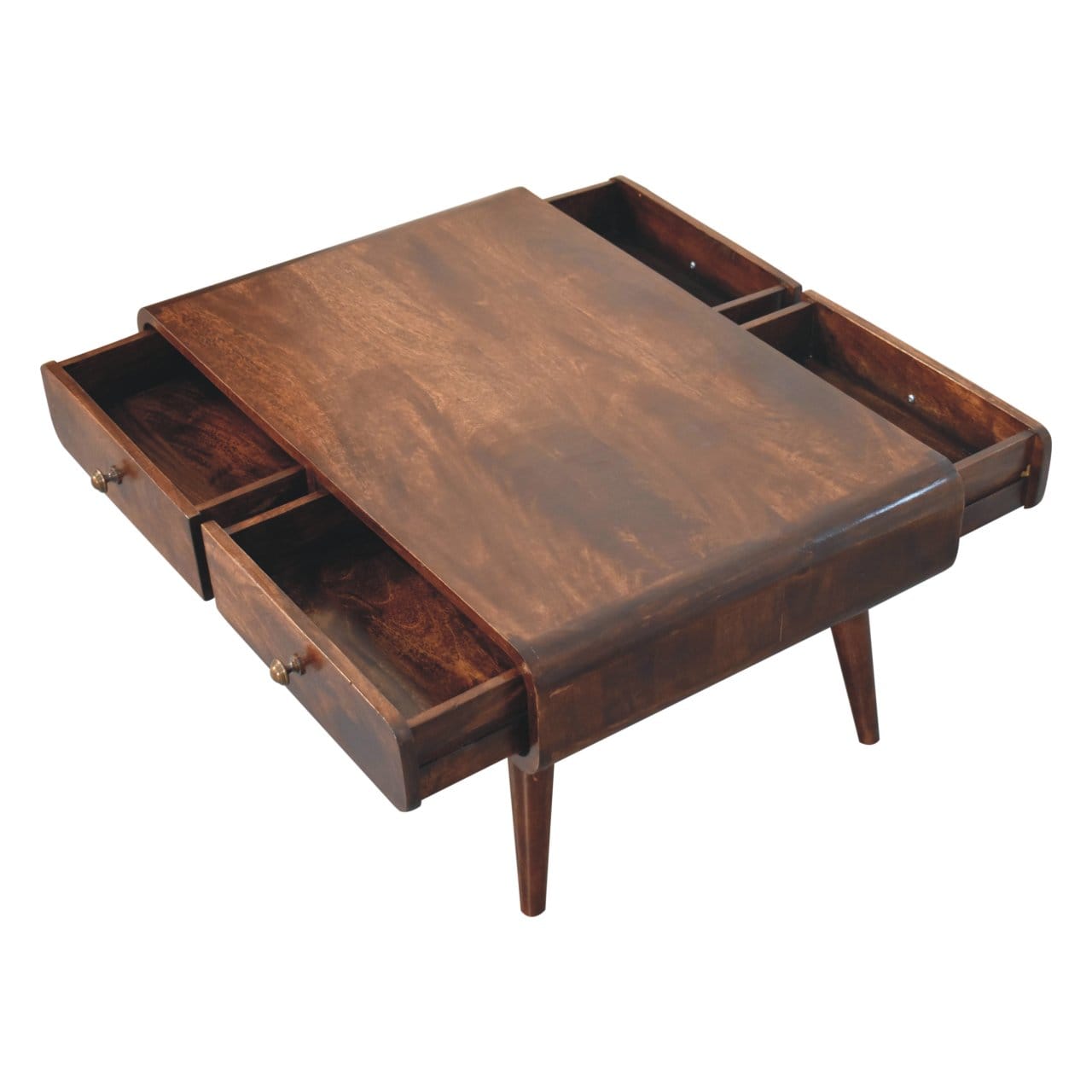 California Walnut Sonata Coffee Table - Solid Mango Wood Center Table for Living Room - product view 6 showing...