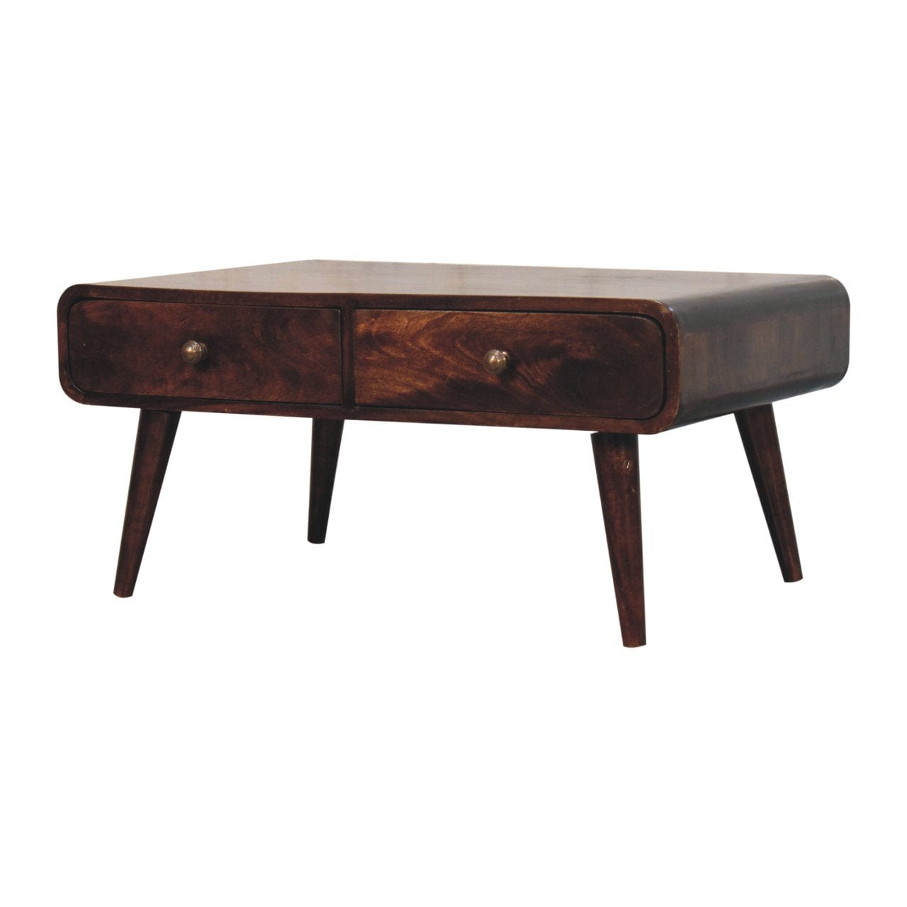 California Walnut Sonata Coffee Table - Solid Mango Wood Center Table for Living Room - product view 2 showing...