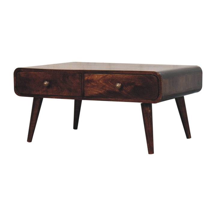 California Walnut Sonata Coffee Table - Solid Mango Wood Center Table for Living Room - product view 2 showing...