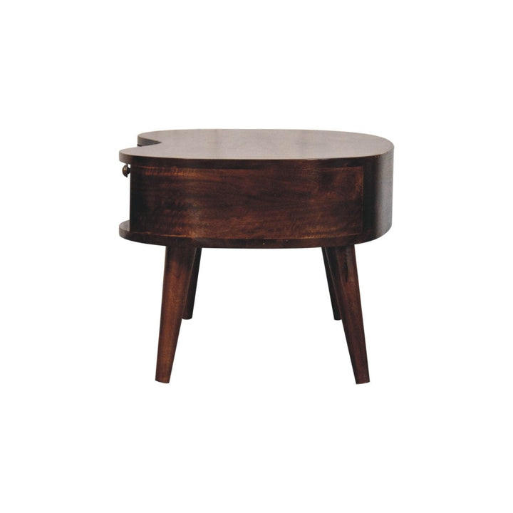 California Walnut Wave Coffee Table - Solid Mango Wood Center Table for Living Room - product view 9 showing handcrafted...