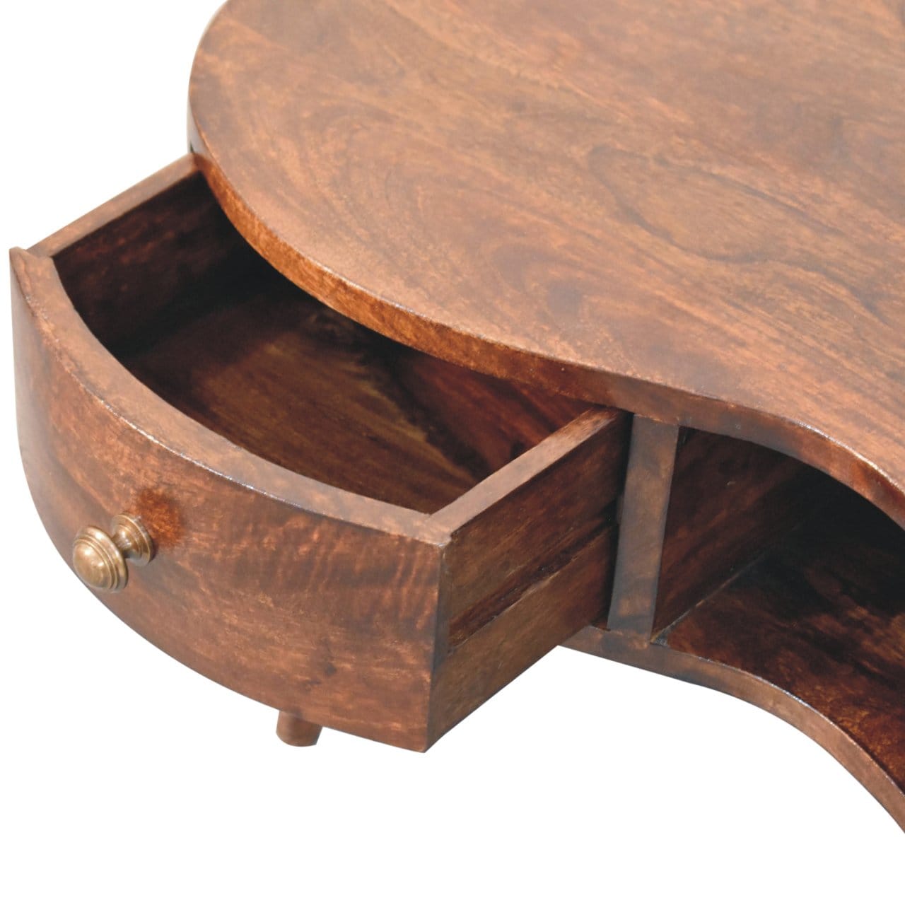 California Walnut Wave Coffee Table - Solid Mango Wood Center Table for Living Room - product view 6 showing handcrafted...