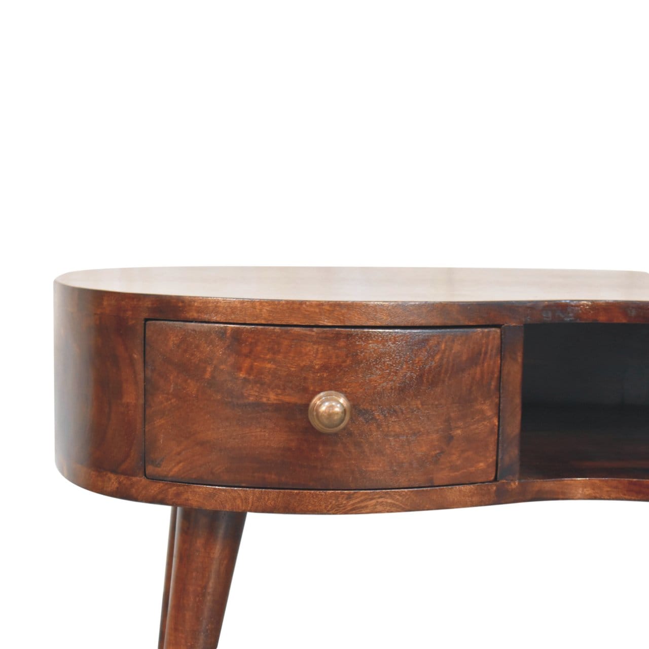 California Walnut Wave Coffee Table - Solid Mango Wood Center Table for Living Room - product view 5 showing handcrafted...