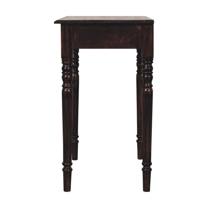 California Walnut Writing Desk - Solid Mango Wood Writing Table for Home Office - product view 9 showing handcrafted...