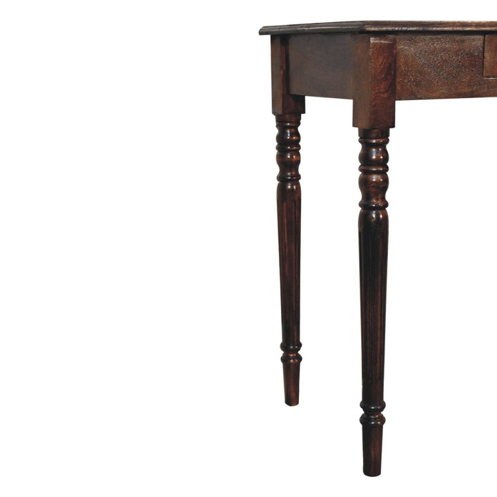 California Walnut Writing Desk - Solid Mango Wood Writing Table for Home Office - product view 8 showing handcrafted...