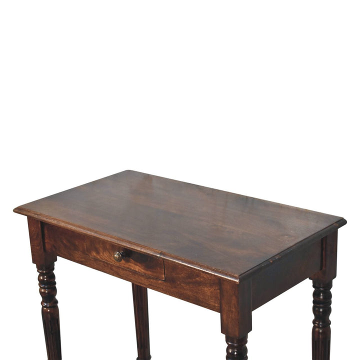 California Walnut Writing Desk - Solid Mango Wood Writing Table for Home Office - product view 6 showing handcrafted...