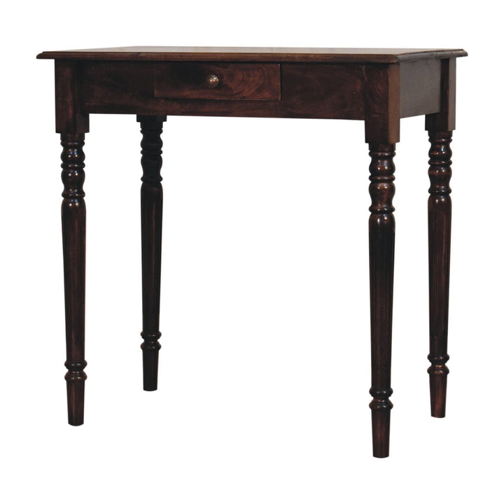 California Walnut Writing Desk - Solid Mango Wood Writing Table for Home Office - product view 5 showing handcrafted...