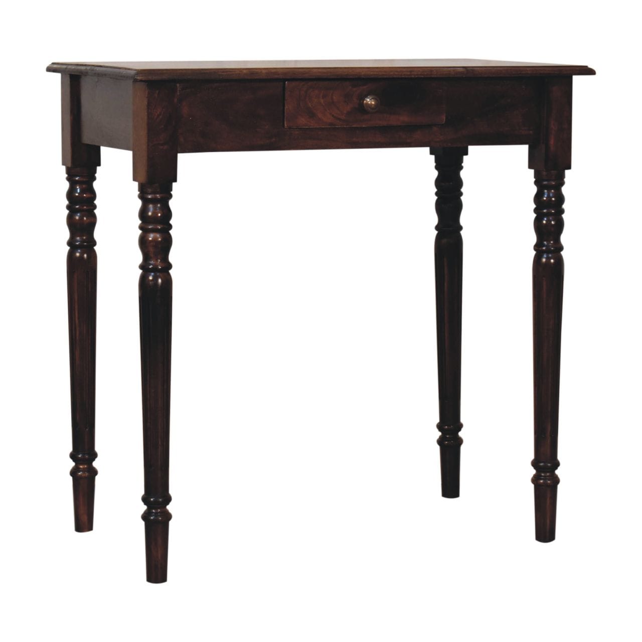California Walnut Writing Desk - Solid Mango Wood Writing Table for Home Office - product view 3 showing handcrafted...