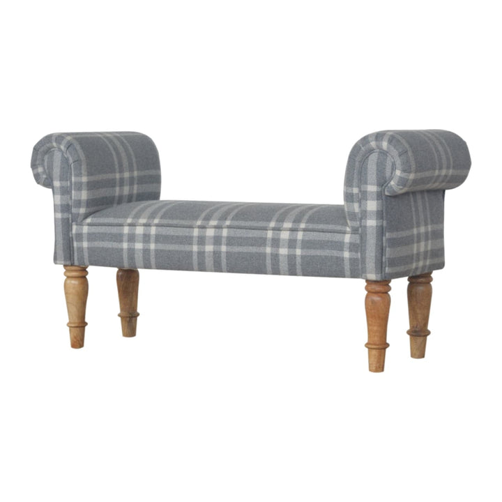 Canus Tartan Bench - Solid Mango Wood Seating Furniture for Entryway - product view 2 showing handcrafted solid mango...