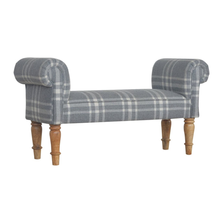 Canus Tartan Bench - Solid Mango Wood Seating Furniture for Entryway - main view showing handcrafted solid mango wood bench